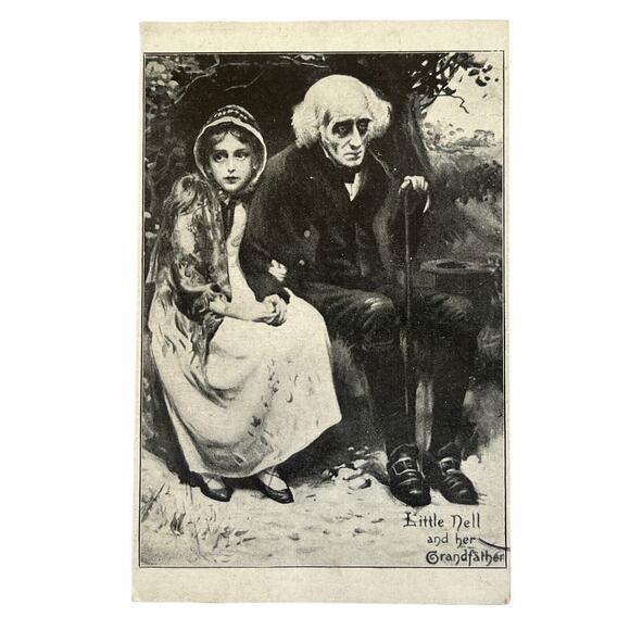 Atq Ephemera Litho Art Print Postcard Little Nell And Her Grandfather Dickens - Picture 2 of 4